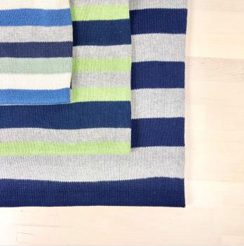 Strickstoff - Streifen - Baumwolle - limegrün/blau